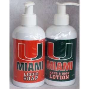  University of Miami Soap & Lotion Set   NCAA Team 