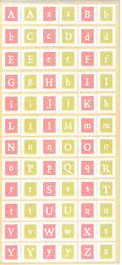 POSTAGE STAMP*ABCS DCWV CARDSTOCK STICKERS pink/green  