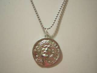 Pewter Jesus Christ Medallion Stainless Steel Necklace  