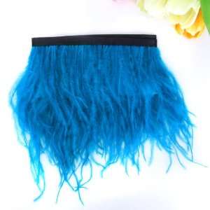  Ostrich Feather Dyed Fringe 1 Yard Trim Blue: Arts, Crafts 