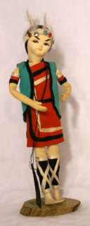 Vintage Asian Chinese Cloth Doll on Stand Samurai Warrior Handmade 