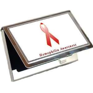  Hemophilia Awareness Ribbon Business Card Holder: Office 