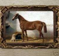 Horse Dog Dollhouse Victorian Miniature Pictures Art  