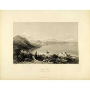  1849 Copper Engraving Tiberias Mount Hermon Israel Sea 