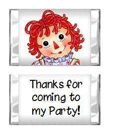 RAGGEDY ANN mini candy bar wrappers PARTY FAVOR GIFT  