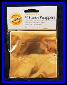 NEW Wilton **4x4 inch GOLD FOIL CANDY WRAPPERS** 50 ct  