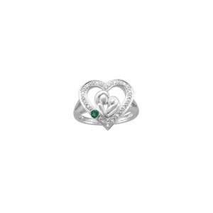   Accent Motherly Love Heart Ring in Sterling Silver emerald: Jewelry