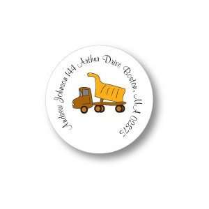   Polka Dot Pear Design   Round Stickers (Dump Truck)