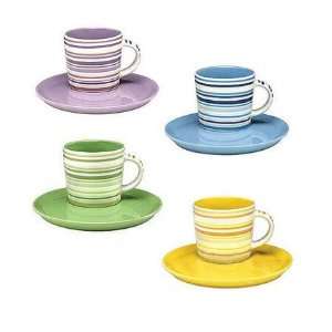  Rainbow Espresso Cup and Saucer   Assorted Colors   Set of 
