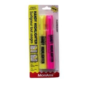  MonAmi 2 Pack Pink & Yellow Handy Highlighters Case Pack 