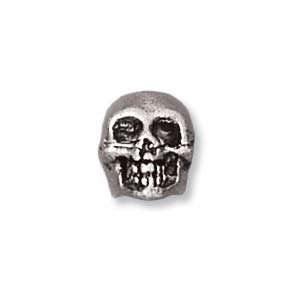   SILVER PEWTER TOP DRILL 11MM SKULL FOCAL BEAD 