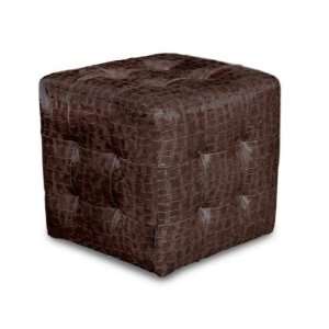   Vinyl Tufted Cube Accent Ottoman Mocca zencubecrocm: Home & Kitchen