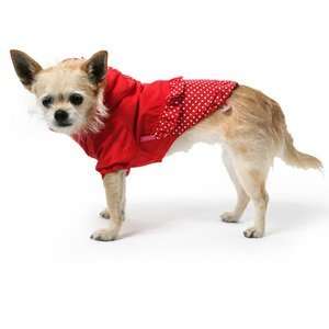  Dots Ruffle Hood Dog Raincoat XL RED