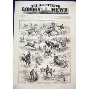    1882 Royal Buckhounds Horse Deer Dogs River Falling
