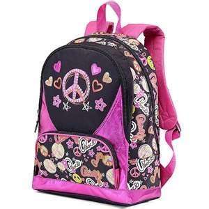  Total Girl Black Peace and Love Backpack 