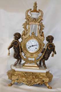 Imperial Brass & Bronze Clock Antique w/Key  