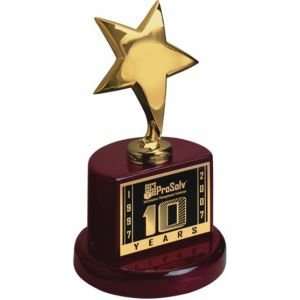   Trophy Gold Star on Cylinderical Piano Wood Base: Kitchen & Dining