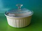 Corning Ware French White 1.5QT Casserole Dish w/Lid Excellent 