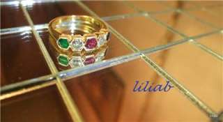 reduced ~ Ruby, Sapphire, Emerald, Diamond Ring~ITALY~  