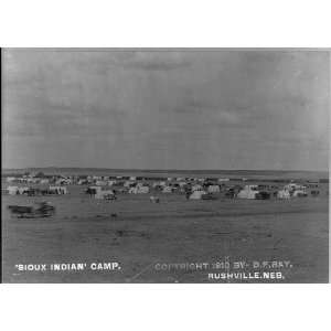  Sioux Indian camp,A framed tents,wagons,BF Wray,c1910 