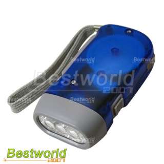 Hand Press no battery Wind Crank 3 LED Flashlight Torch  