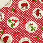 STRAWBERRY FRUIT & GINGHAM PLAID CHECK IN RED 100% COTTON QUILT FABRIC 