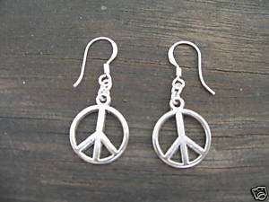 PEACE SIGN SYMBOL Dangle Earrings! STERLING silver post  