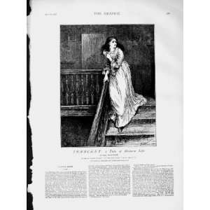   : 1873 Illustration Story Innocent Young Woman Stairs: Home & Kitchen