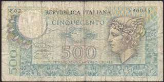 ITALY RARE 500 LIRA SOSTITUTIVE NOTE LOOK  