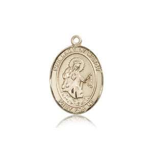 14kt Gold O/L Our Lady of Mercy Medal 1 x 3/4 Inches 7289KT No Chain 