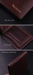 RRP100$ Luxury Mens Coffee Genuine Leather Wallet Bifold Purse 