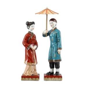  Chinese Traditional Man & Woman Statue (Pair), F 9 M 11 
