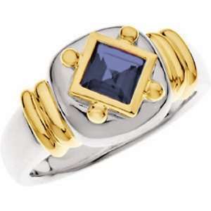  Sterling Silver and 14K Yellow Gold Iolite Ring: Jewelry