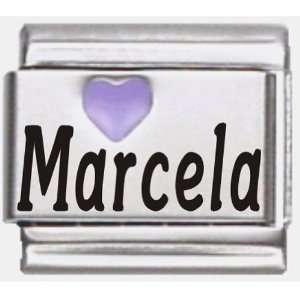  Marcela Purple Heart Laser Name Italian Charm Link 