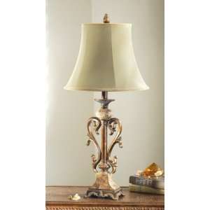   of 2 Ornate Double Scroll Iron & Marble Table Lamps: Home Improvement