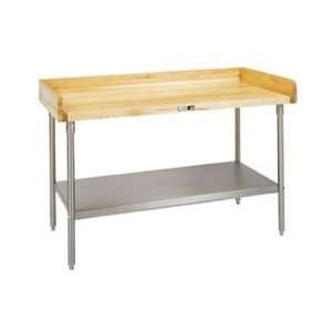  Maple Top Table With Stainless Steel Legs And Shelf 60x30 