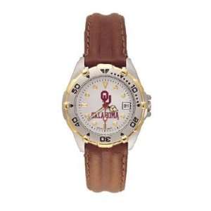  Oklahoma Sooners All Star Ladies Black Leather Strap Watch 