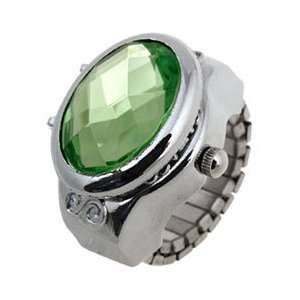  Green Man made Diamond Cover Ladies Fashion Ring Watch 