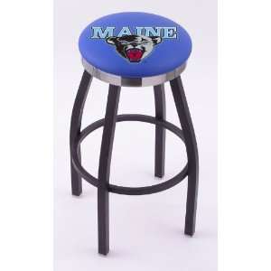 University of Maine 25 Single ring swivel bar stool with Black, solid 