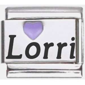  Lorri Purple Heart Laser Name Italian Charm Link Jewelry