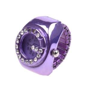  Fashionable Purple Metal Quartz Finger Ring Watch For Gift 