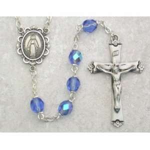 Birthstone Catholic Rosary 875L ZR/F 6mm Sterling Silver Crucifix and 