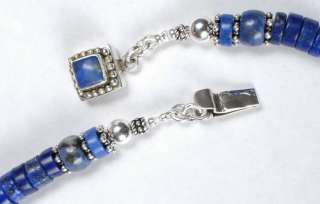18 LAPIS LAZULI .925 S.Silver Beaded HEISHE NECKLACE  