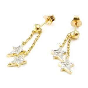    Earrings plated gold Etoiles Jumelles white golden.: Jewelry