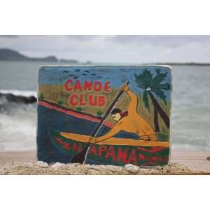  CANOE CLUB, KALAPANA HAWAII VINTAGE OUTRIGGER CANOE SIGN 