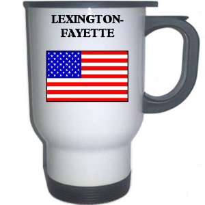 US Flag   Lexington Fayette, Kentucky (KY) White Stainless Steel Mug