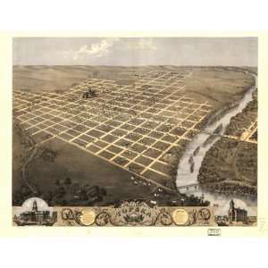    1869 birds eye map of city of Topeka, Kansas