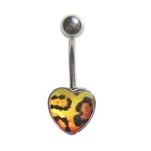 Leopard Large Animal Print Heart Belly navel Ring piercing 