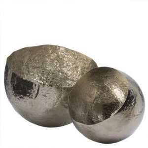 Lazy Susan Hammered Nickel Plated Brass Bowl, 12.5 x 8.75 Inches 