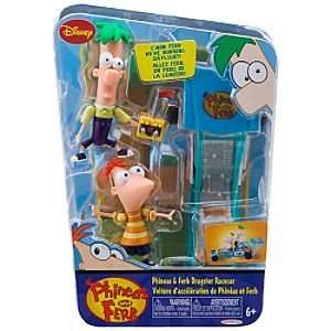  Disney Phineas and Ferb Dragster Racecar Figurine Set    2 